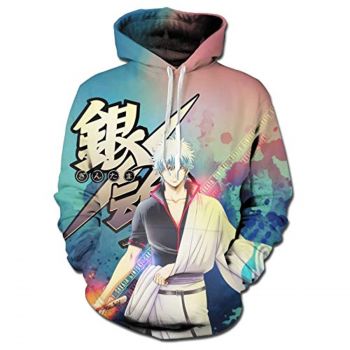 Anime Gintama Hoodies &#8211; 3D Long Sleeve Hooded Pullover Sweatshirt with Pockets