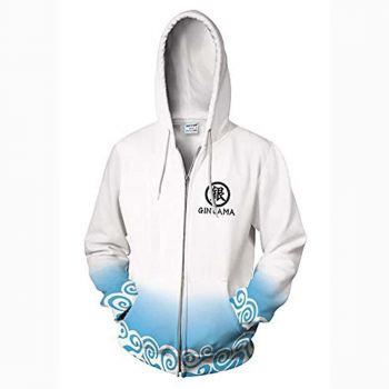 Anime Gintama Jacket &#8211; 3D Print Zip Up Hoodie with Front Pocket