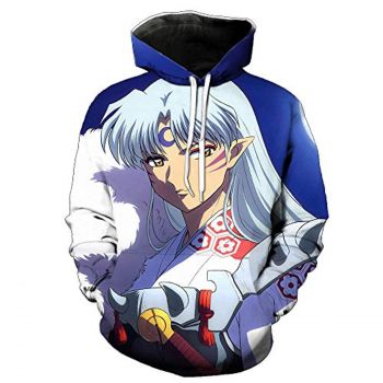 Anime Inuyasha Hoodies &#8211; Sesshōmaru Unisex 3D Printed Pullover Hooded Sweatshirt