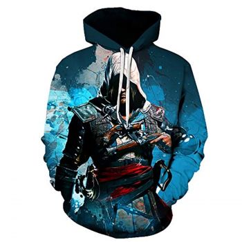 Assassins Creed Hoodies &#8211; Ezio Hoodie Assassin&#8217;s Creed Blue Altair Hoodie Drawstring Pullover Sweatshirt