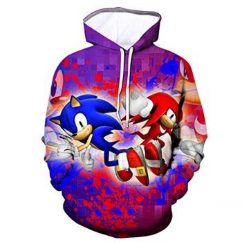 Cartoon Games Sonic Hoodie &#8211; Sonic Knuckles 3D Print Unisex Pullover Hoodie for Teens Men Women