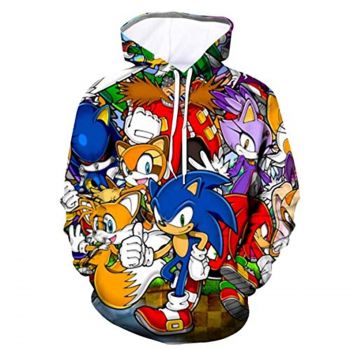 Cartoon Games Sonic Hoodie &#8211; Sonic Knuckles Tails Dr. Eggman 3D Print Unisex Pullover Hoodie for Teens Men Women