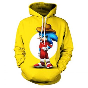 Cartoon Games Sonic Hoodie &#8211; Sonic the Hedgehog 3D Print Unisex Yellow Pullover Hoodie for Teens