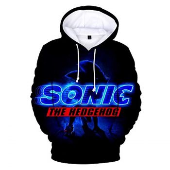 Cartoon Games Sonic Hoodie &#8211; Sonic the Hedgehog Black 3D Print Pullover Hooded Sweatshirt