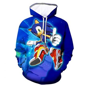 Cartoon Games Sonic Hoodie &#8211; Sonic the Hedgehog Blue 3D Print Pullover Hoodie