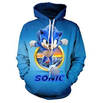 Cartoon Games Sonic Hoodie &#8211; Sonic the Hedgehog Blue 3D Print Unisex Pullover Hoodie for Teens Men Women