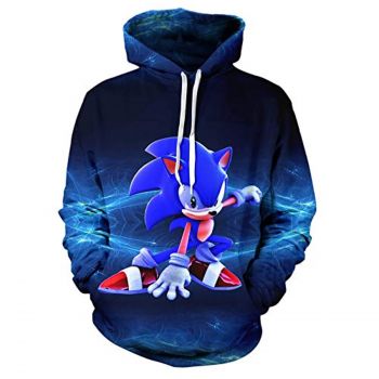 Cartoon Games Sonic Hoodie &#8211; Sonic the Hedgehog Blue 3D Print Unisex Pullover Hoodie for Teens Men Women