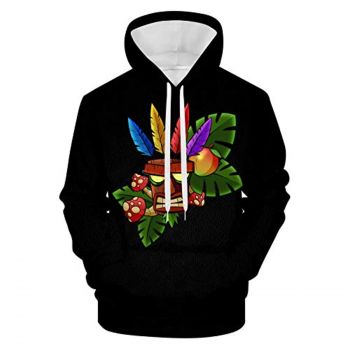 Crash Bandicoot Hoodies &#8211; Aku Aku 3D Print Black Pullover Sweatshirt
