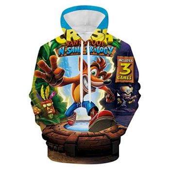Crash Bandicoot Hoodies &#8211; Crash Bandicoot  N. Sane Trilogy 3D Print Pullover Sweatshirt