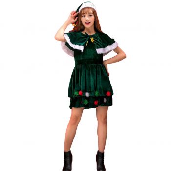 Green cute elf Christmas dress set