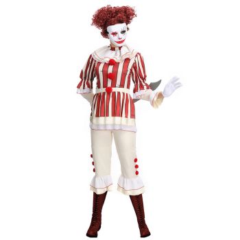 Red and white striped clown performance clothes