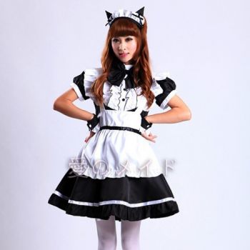 Lolita super cute ruffled maid cat ear maid outfit