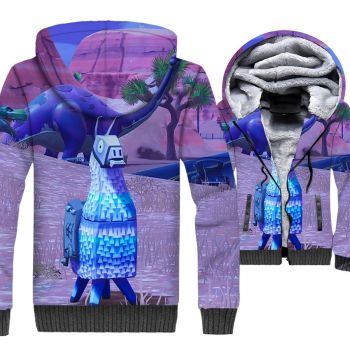 Fortnite Jackets &#8211; Solid Color Fortnite Game Series Rainbow Alpaca Super Cute 3D Fleece Jacket