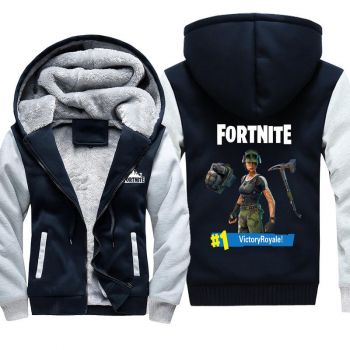 Fortnite Jackets &#8211; Solid Color Fortnite Game Victory Royale Game Props Icon Fleece Jacket