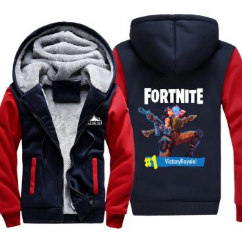 Fortnite Jackets &#8211; Solid Color Fortnite Game Victory Royale Mode Icon Fleece Jacket