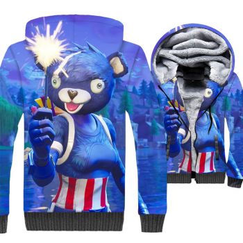 Fortnite Jackets &#8211; Solid Color Fortnite Panda Captain Series Super Cool 3D Fleece Jacket