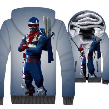 Fortnite Jackets &#8211; Solid Color Fortnite Series Alpine Ace(USA) Super Cool 3D Fleece Jacket