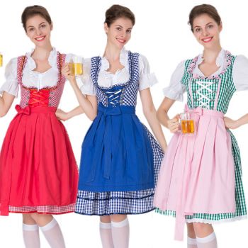 Women Solid color plus size Skirt Oktoberfest Maid Costume Halloween Cosplay
