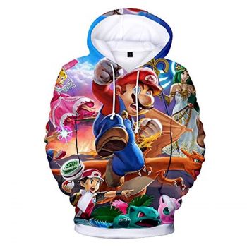 Mario Hoodie &#8211; Super Smash Bros 3D Full Print Drawstring Hooded Pullover Sweatshirt