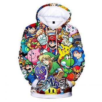Mario Hoodie &#8211; Super Smash Bros 3D Full Print Drawstring Hooded Pullover Sweatshirt