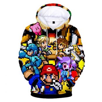 Mario Hoodie &#8211; Super Smash Bros Mario Link 3D Full Print Drawstring Hooded Pullover Sweatshirt