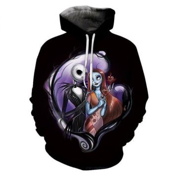 Nightmare Before Christmas Jack And Sally Hoodies &#8211; Nightmare Before Christmas Hoodies &#8211; Christmas Jack&#038;Sally Full Moon Pull Over Hoodie