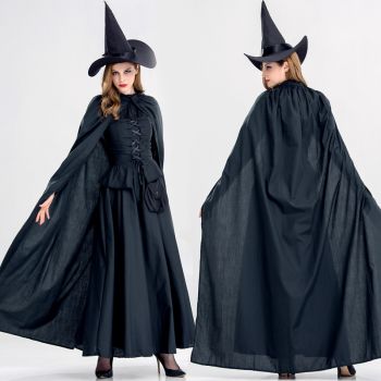 Halloween cos witch black long dress