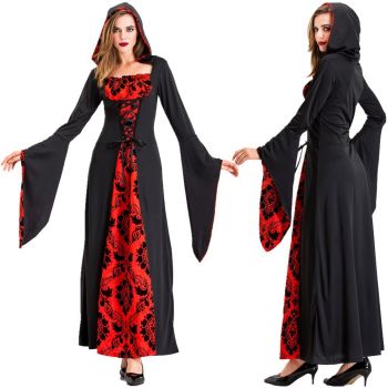 Halloween red and black print dress