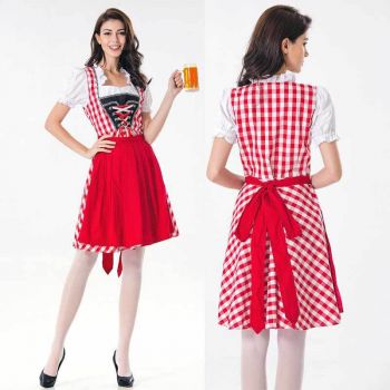 Women Red Printing Bavarian Oktoberfest Costume 
