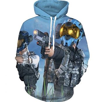 PUBG Hoodies &#8211; 3D Print Game Playerunknown&#8217;s Battlegrounds Blue Pullover with Pockets