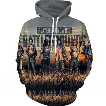 PUBG Hoodies &#8211; 3D Print Game Playerunknown&#8217;s Battlegrounds Characters Brown Pullover with Pockets