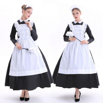 Black and white maid long dress role-playing clothes