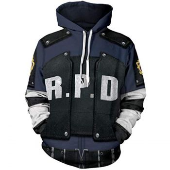 Resident Evil Hoodie &#8211; Leon Claire 3D Print Pullover Drawstring Hoodie