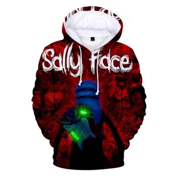 Sally Face Hoodies &#8211; Sally Face Series Game Character Sally Face Decisive Battle Red Hoodie