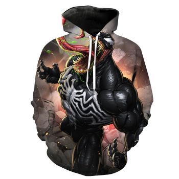 Spiderman Hoodies &#8211; Black Venom Spiderman Series Super Cool 3D Hoodie