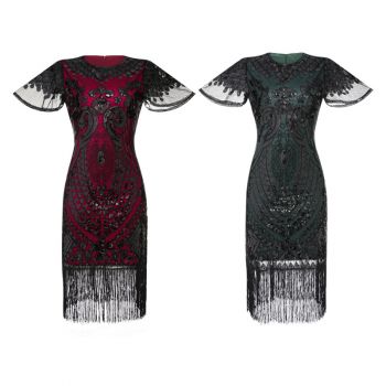 20s Costumes  lace sexy sequin fringe dress 
