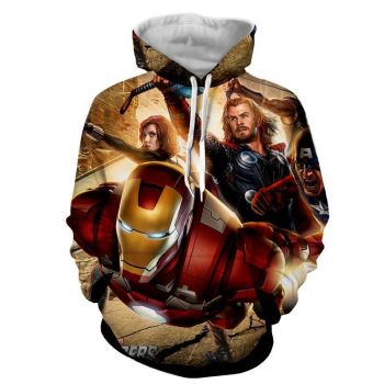 The Avengers Iron Man Thor Black Widow Hoodies &#8211; Pullover Yellow Hoodie