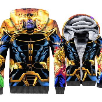 The Avengers Jackets &#8211; Solid Color The Avengers Series Thanos Cartoon Super Cool 3D Fleece Jacket
