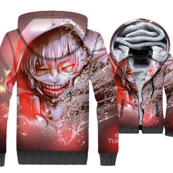 Tokyo Ghoul Jackets &#8211; Tokyo Ghoul Anime Series Kaneki Ken Poster Super Cool Red 3D Fleece Jacket