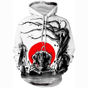 Unisex Fullmetal Alchemist 3D Print Pullover Hoodie Sweatshirt with Front Pocket
