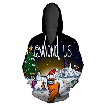 Video Game Among Us Hooded Jacket &#8211; 3D Print Christmas Drawstring Zip Up Hoodie
