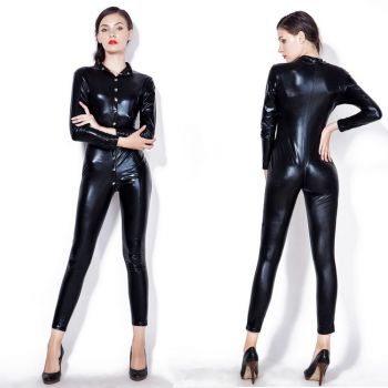 Sexy leather black biker clothes