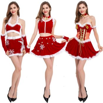 Christmas costumes sexy bustier Christmas girl short dress