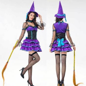 Witch clothes sexy purple short dress