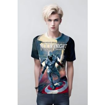 Moon Knight X Wolverine X Spider-man T-shirt: The Ultimate Crossover in Blue