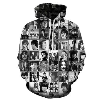Fashion Black Headshot Pattern The Beatles Hoodie