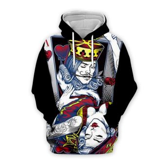 Loose Black Poker Pattern Poker Hoodie