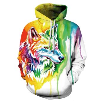  Colorful wolf head hooded fashion sweater 