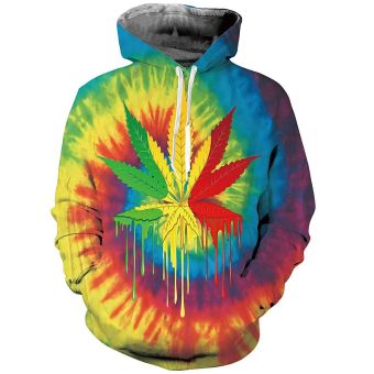  Printed colorful leaves hooded sweatshirt 