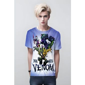 Playful Menace: Venom X Baby Groot Black T-Shirt for Comic Lovers